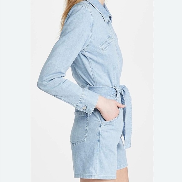 PAIGE Women's Jemma Puff Sleeve Denim Romper Size 0 🦋🦋🦋 - Picture 4 of 10